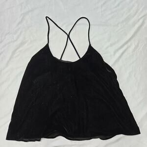 New Zara Black Velvet Crisscross Strappy Lined Tank Top Blouse